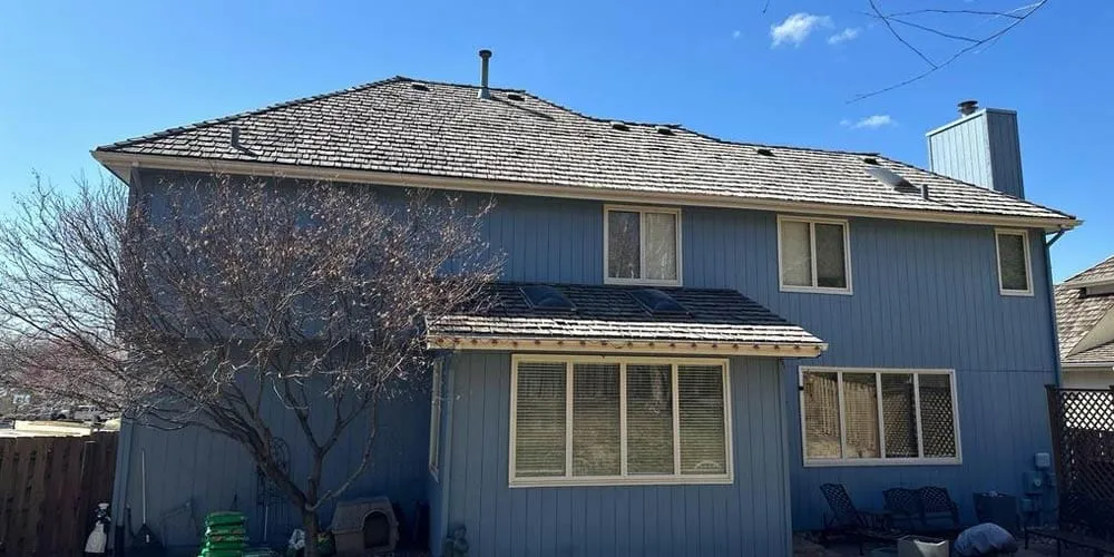 Residential roofing project, neighborhood aerial